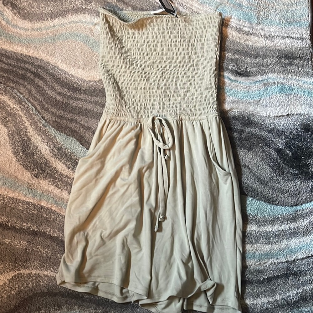 Light sage smocked tube romper